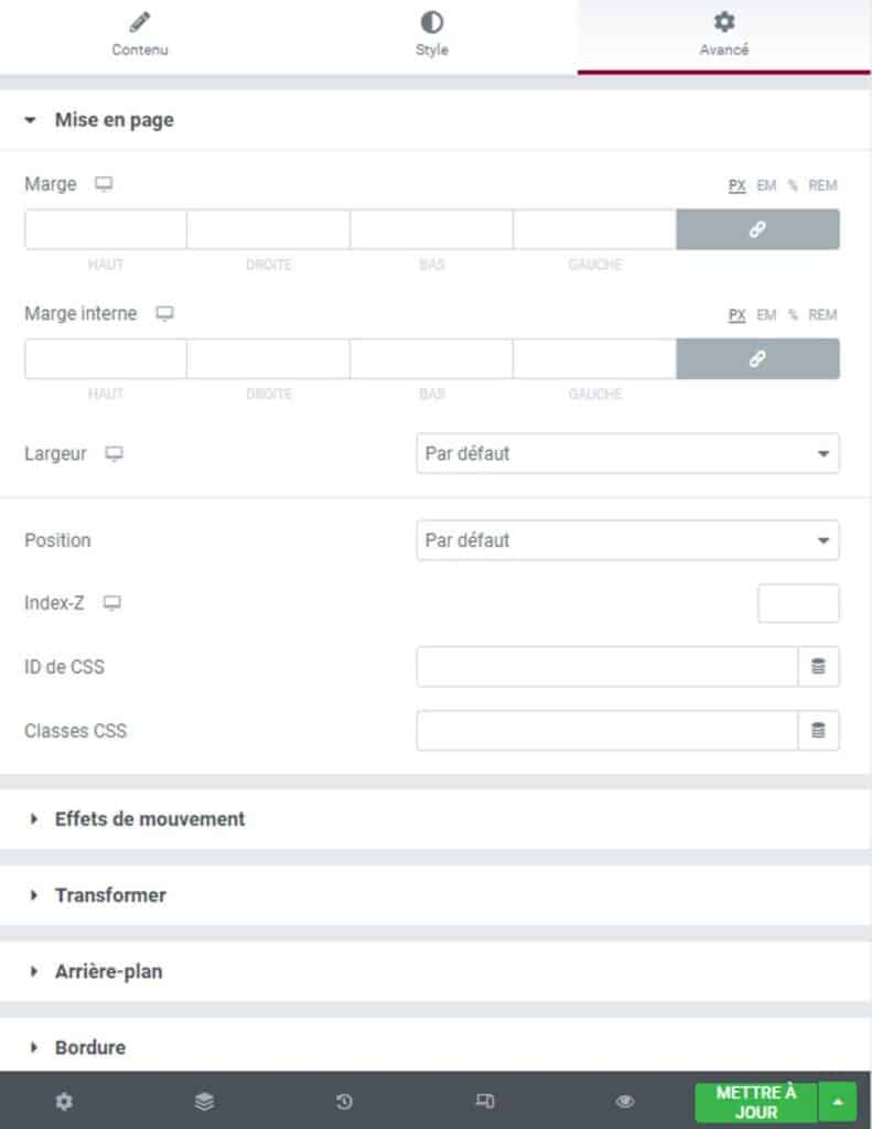 Element permet une mise en page très poussée
