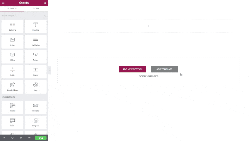 Elementor propose une bibliothèque de modèles préconçus