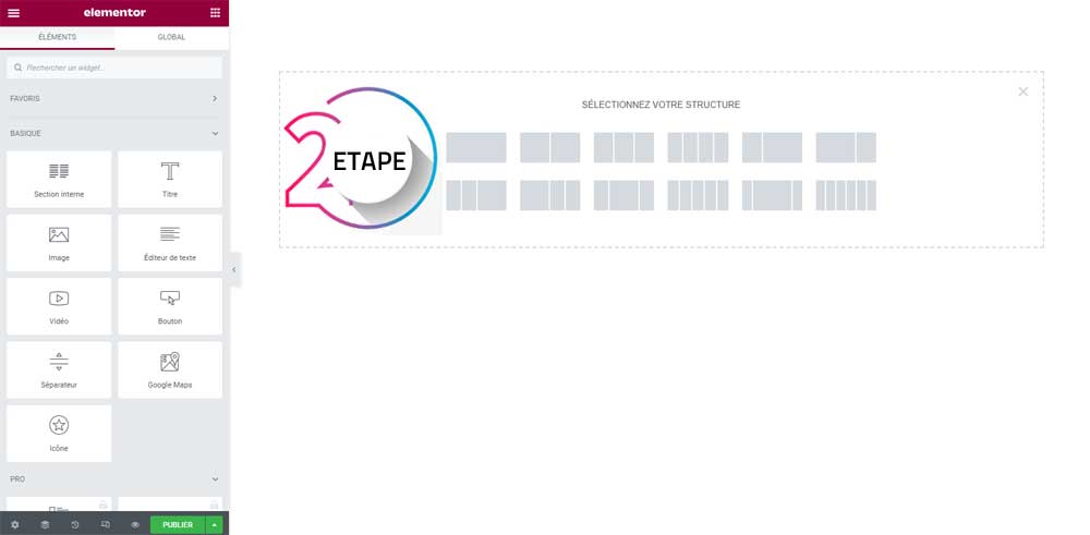 La deuxième étape se focalise sur la création d'une ou plusieurs colonnes