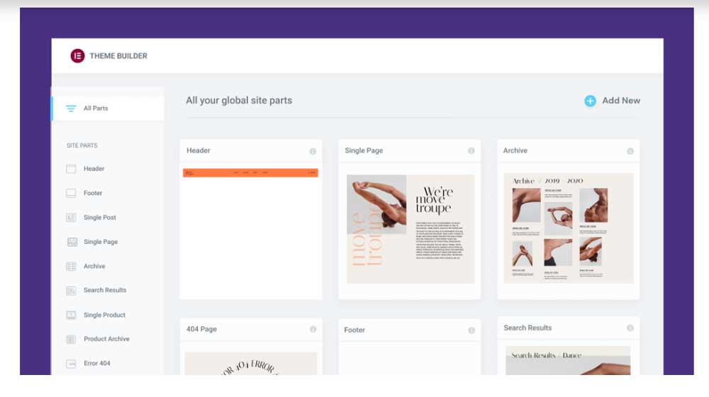 Elementor intègre un constructeur de thème