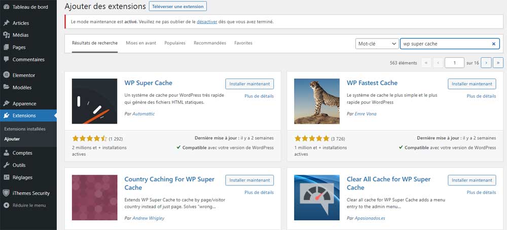 Installer le plugin WP Super Cache et booster son site WordPress